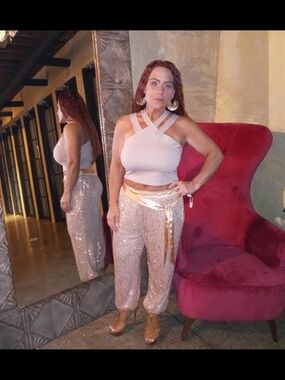 Style Rack Rose Gold Sequin Jogger Pants